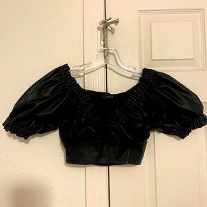 Pleather crop top.
